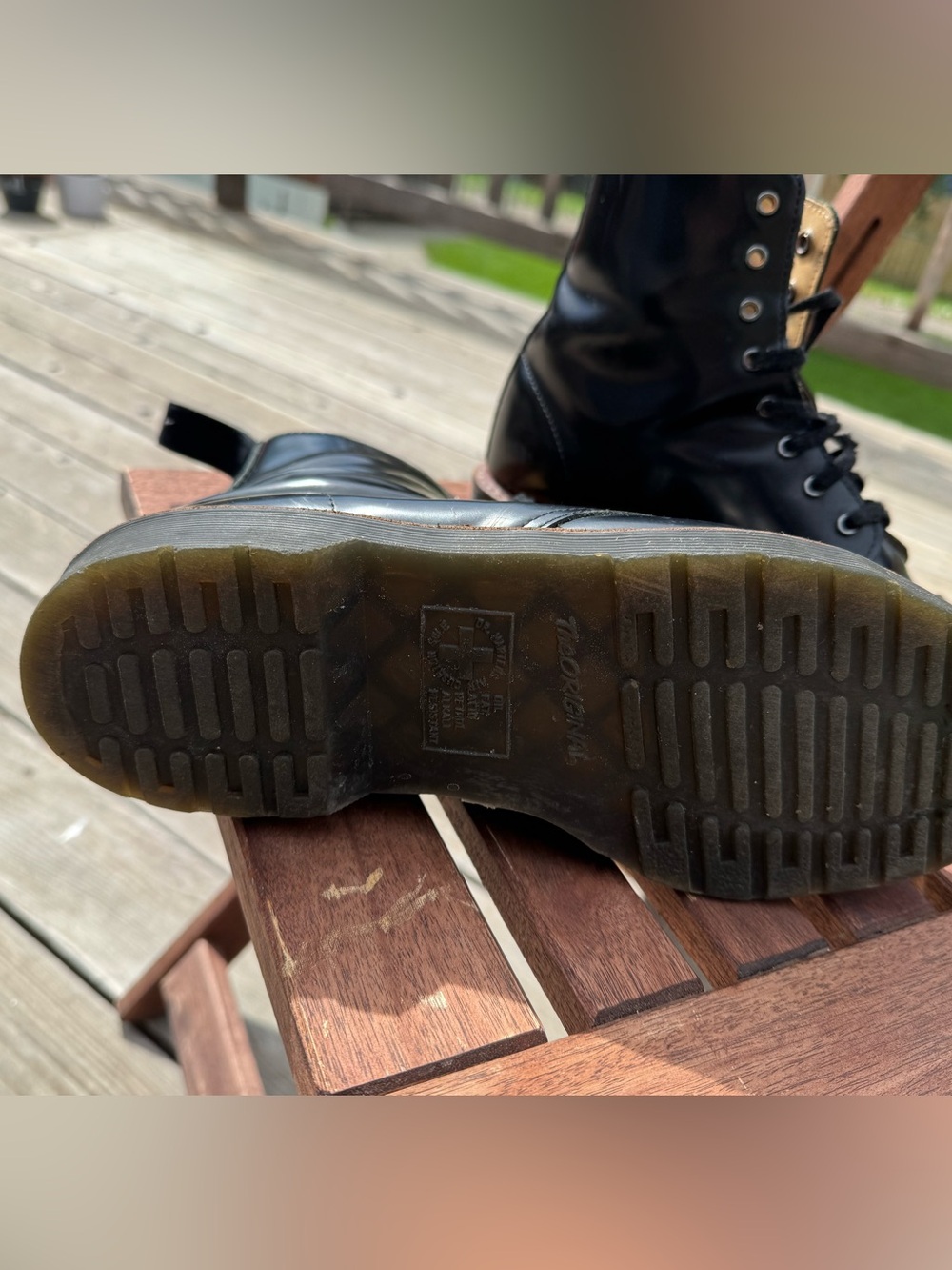 Vintage Dr. Martens 8-Eye Black Leather Cap Toe Boots | Men’s - Picture 2 of 9